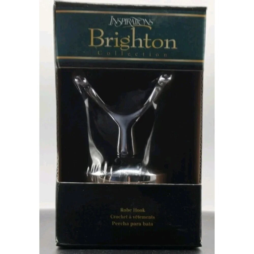 Brighton Single 2 Prong Robe Hook Polished Chrome